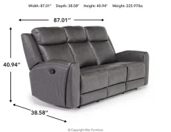 Mia Reclining Sofa In Gray