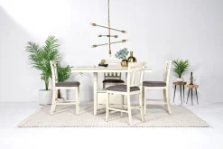 Miami Adjustable Dining Table & 4 Stools In Gray