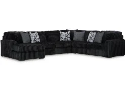Midnight Madness 4 Piece Chaise Sectional In Onyx, Right Facing