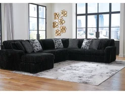 Midnight Madness 4 Piece Chaise Sectional In Onyx, Right Facing