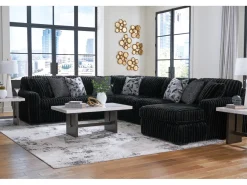 Midnight Madness 4 Piece Chaise Sectional In Onyx, Right Facing