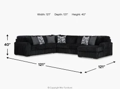 Midnight Madness 3 Piece Sectional In Onyx