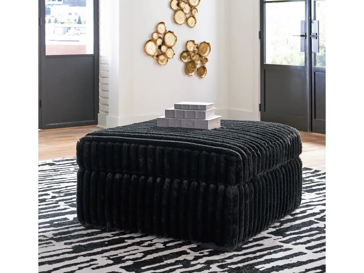 Midnight Madness Ottoman In Onyx