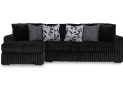 Midnight Madness Sofa Chaise Sectional In Onyx, Left Facing