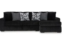 Midnight Madness Sofa Chaise Sectional In Onyx, Left Facing