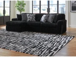 Midnight Madness Sofa Chaise Sectional In Onyx, Left Facing