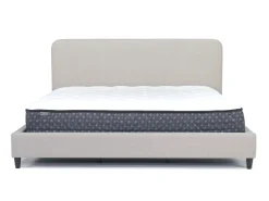 Modern Upholstered Panel Bed In Sand, Twin