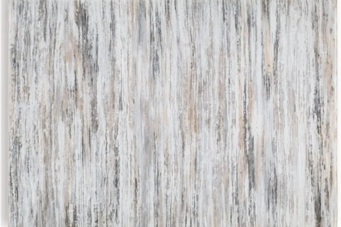 Nace Abstract Rug In Gray/Taupe/White, 5’ X 7’