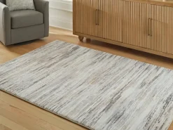 Nace Abstract Rug In Gray/Taupe/White, 5’ X 7’