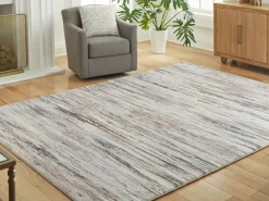 Nace Abstract Rug In Gray/Taupe/White, 5’ X 7’