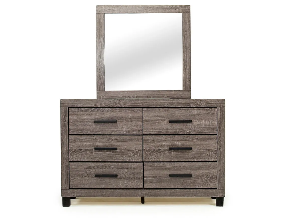 Naialyn Bookcase Bed, Dresser, Mirror & Nightstand In Gray, Full