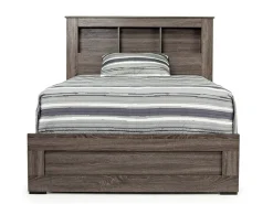 Naialyn Bookcase Bed, Dresser, Mirror & Nightstand In Gray, Full