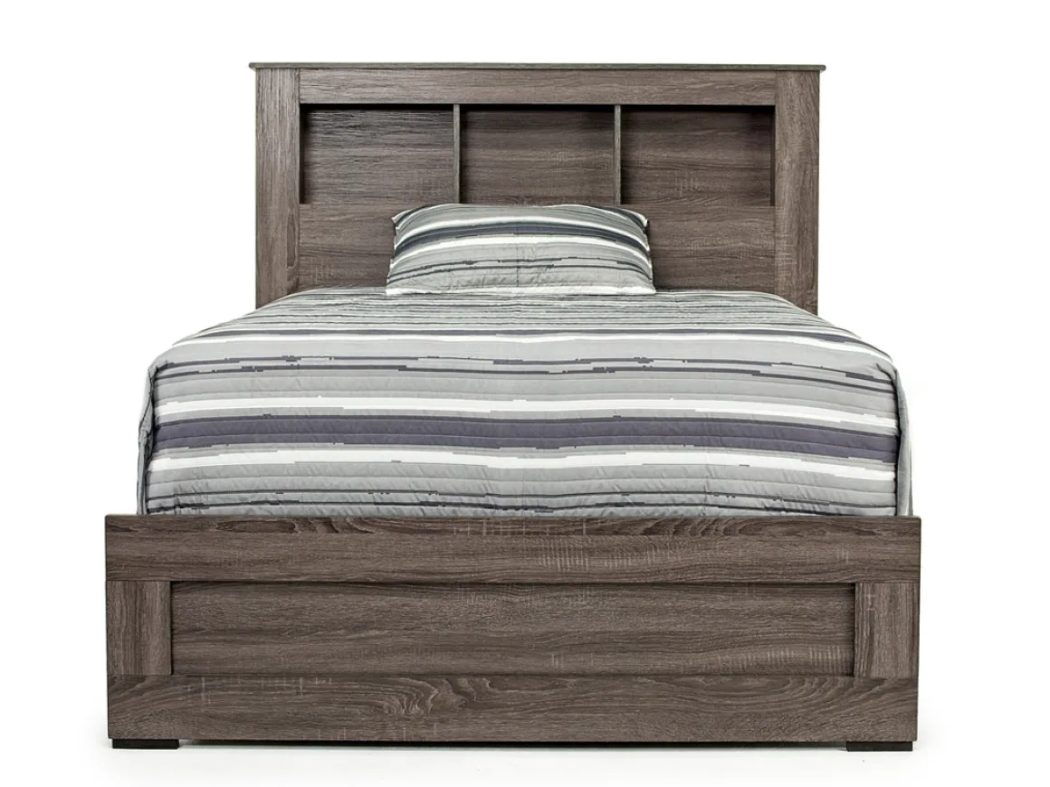 Naialyn Bookcase Bed, Dresser, Mirror & Nightstand In Gray, Full