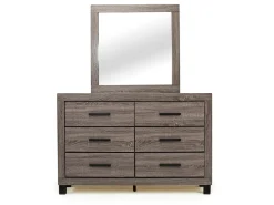 Naialyn Panel Bed, Dresser, Mirror & Nightstand In Gray, Full