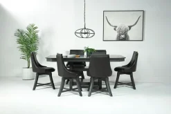 New Haven Adjustable Extendable Dining Table & 6 Chairs In Gray