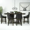 New Haven Counter Height Adjustable Extendable Dining Table & 6 Stools In Brown