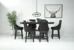 New Haven Counter Height Adjustable Extendable Dining Table & 6 Stools In Brown