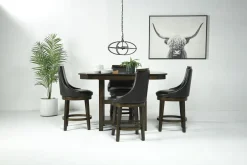 New Haven Counter Height Adjustable Extendable Dining Table & 4 Stools In Gray