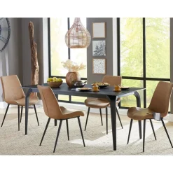 Nicoya Dining Table & 4 Chairs In Black Sintered Stone