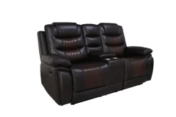 Nikko Reclining Console Loveseat In Brown