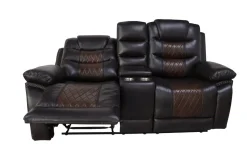 Nikko Reclining Console Loveseat In Brown