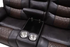 Nikko Reclining Console Loveseat In Brown