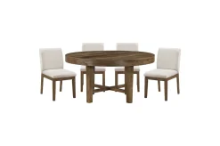 Oaklyn Round Dining Table & 4 Chairs In Brown
