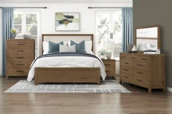 Oaklyn Upholstered Panel Bed In Brown, Queen