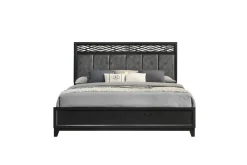 Obsidian Panel Bed In Black, Queen