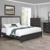 Odessa Panel Bed, Dresser, Mirror & Nightstand In Charcoal, Queen