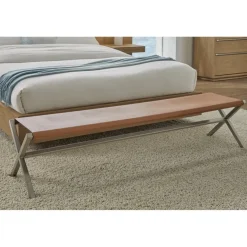 One Director'S Leather Bench In Warm Cognac