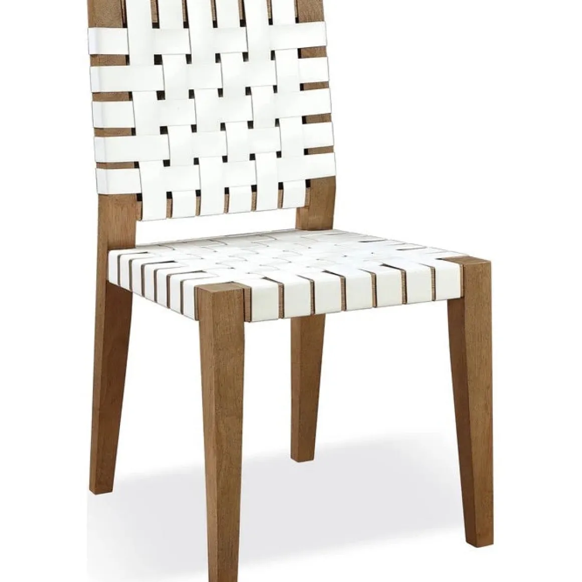 One Side Chair In Bisque, Woven Leather, Set Of 2