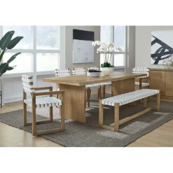 One Side Chair In Bisque, Woven Leather, Set Of 2