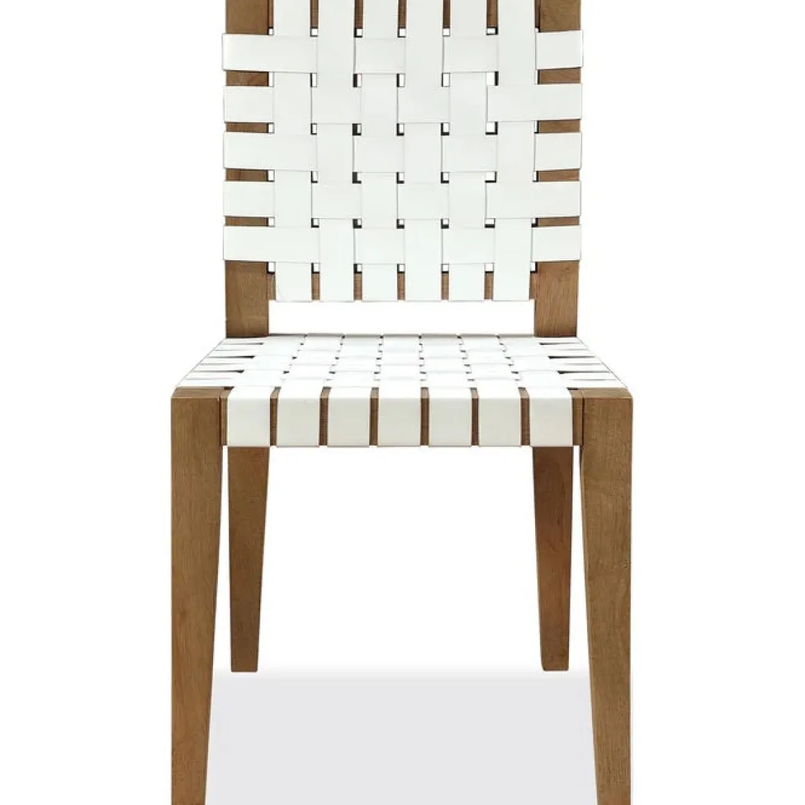 One Side Chair In Bisque, Woven Leather, Set Of 2