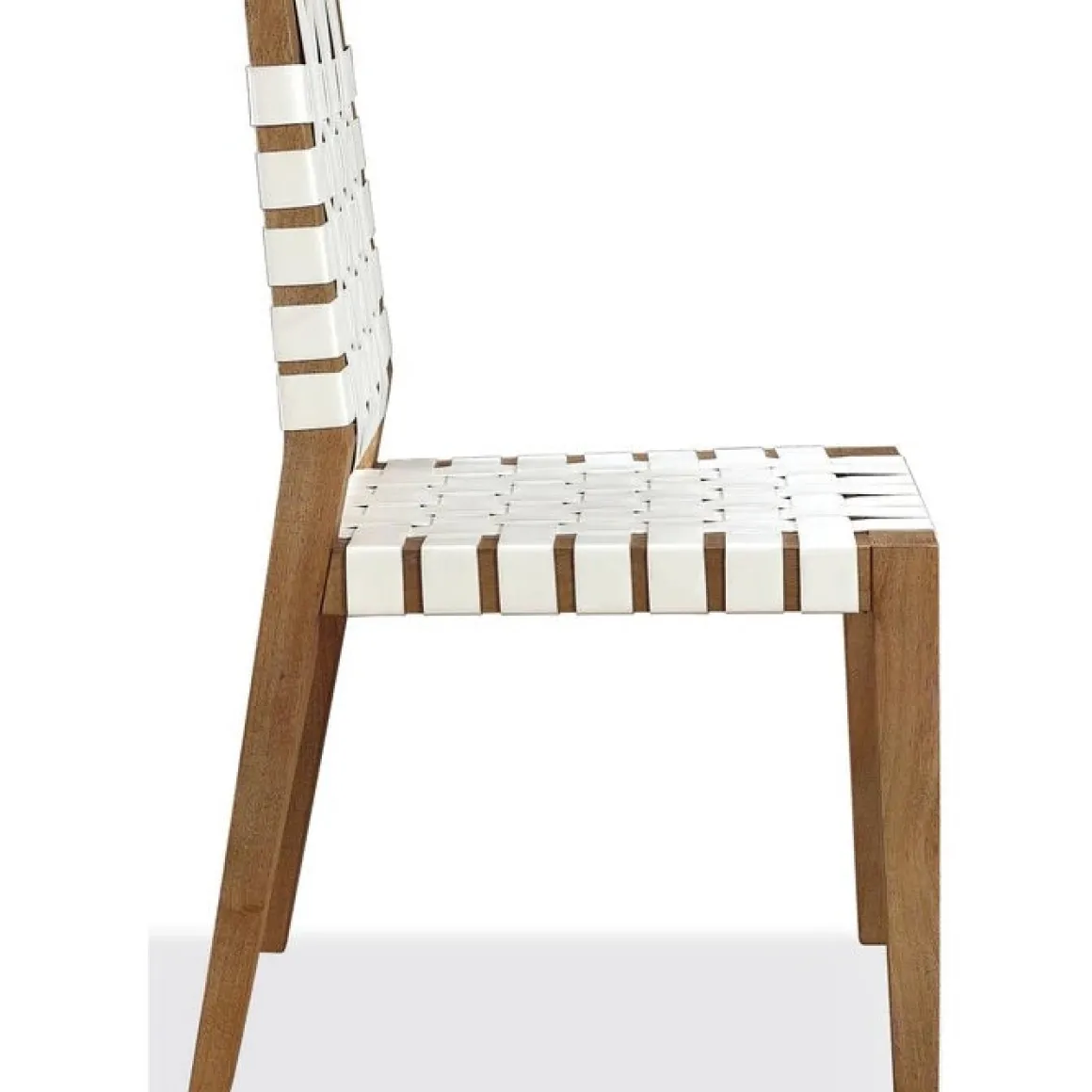 One Side Chair In Bisque, Woven Leather, Set Of 2