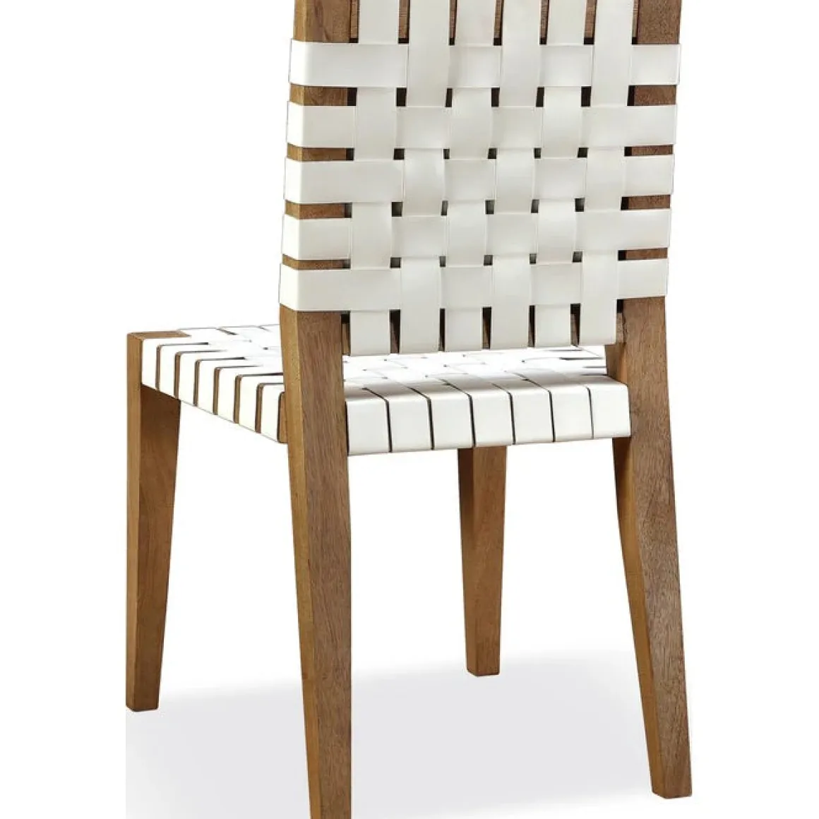 One Side Chair In Bisque, Woven Leather, Set Of 2
