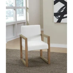 One Upholstered Arm Chair In Bisque, Set Of 2