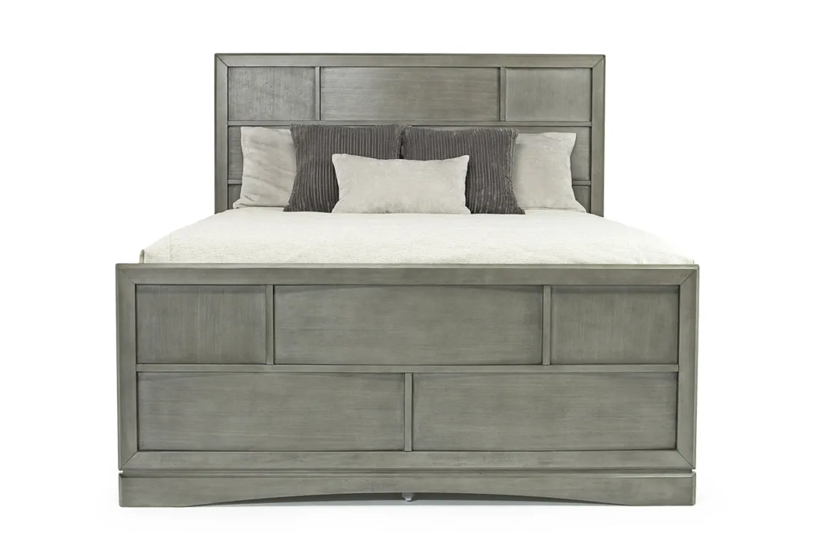 Ontario Panel Bed W/ Storage In Gray, Eastern King