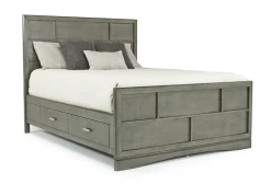 Ontario Panel Bed W/ Storage In Gray, Eastern King