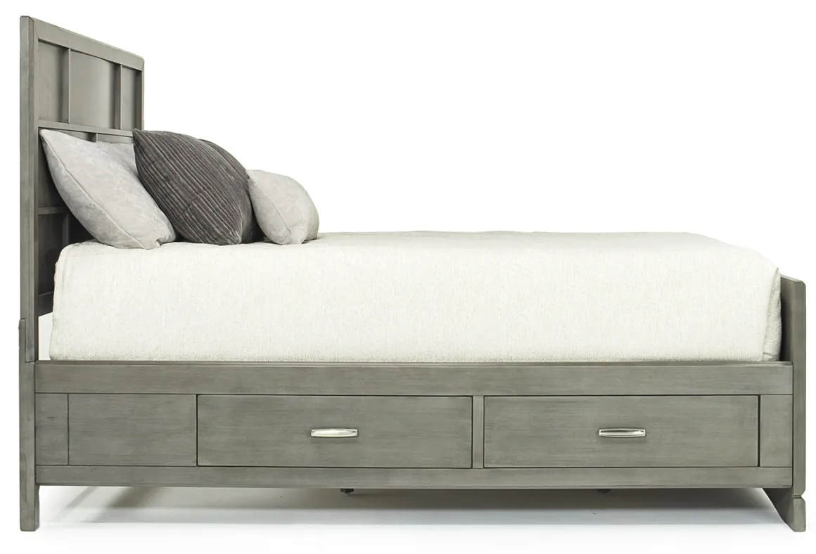 Ontario Panel Bed W/ Storage In Gray, Eastern King