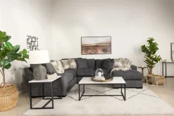 Oracle Tux Loveseat Chaise Sectional In Envy Ebony, Left Facing, Down