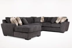 Oracle Tux Loveseat Chaise Sectional In Envy Ebony, Left Facing, Down
