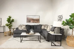 Oracle Tux Loveseat Chaise Sectional In Envy Ebony, Left Facing, Down