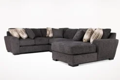 Oracle Tux Loveseat Chaise Sectional In Envy Ebony, Left Facing, Down
