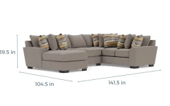 Oracle Tux Loveseat Chaise Sectional In Envy Ebony, Left Facing, Down