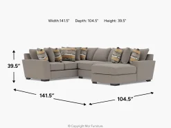 Oracle Tux Loveseat Chaise Sectional In Envy Ebony, Left Facing, Down