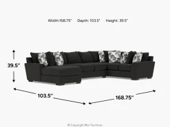 Oracle Tux Sofa Chaise Sectional, Left Facing, Down - Custom Order