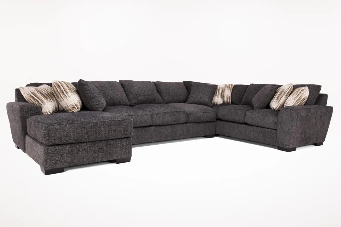 Oracle Tux Sofa Chaise Sectional In Envy Ebony, Left Facing, Down