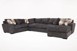 Oracle Tux Sofa Chaise Sectional In Envy Ebony, Left Facing, Down