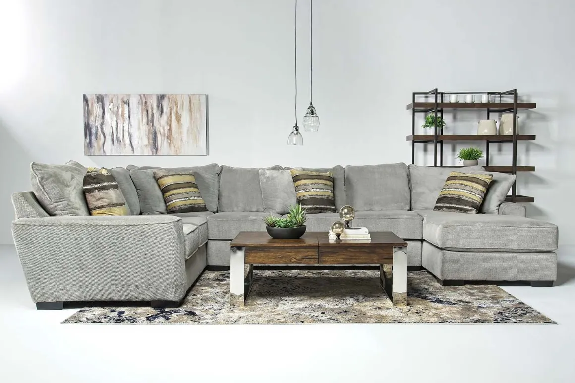 Oracle Tux Sofa Chaise Sectional In Envy Ebony, Left Facing, Down